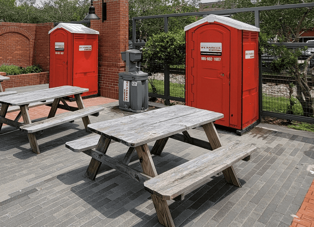 portable toilets and handwashing stations